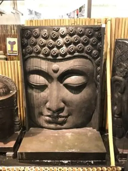 Product image 6 of the product “Buddha-head (relief ) as a water feature, 155cm height, cast stone, handcrafted & coloured ”